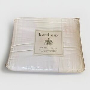 Ralph‎ Lauren The Estate Sheet KING FLAT Egyptian Cotton Sateen BONE NOS